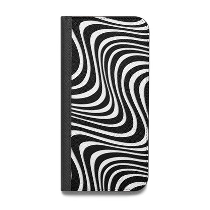 Black Wave Vegan Leather Flip iPhone Case