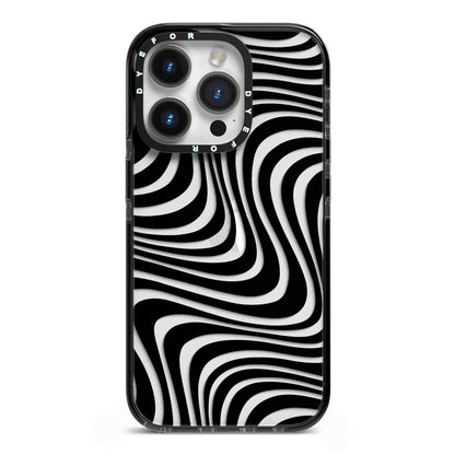 Black Wave iPhone 14 Pro Black Impact Case on Silver phone