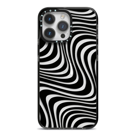 Black Wave iPhone 14 Pro Max Black Impact Case on Silver phone