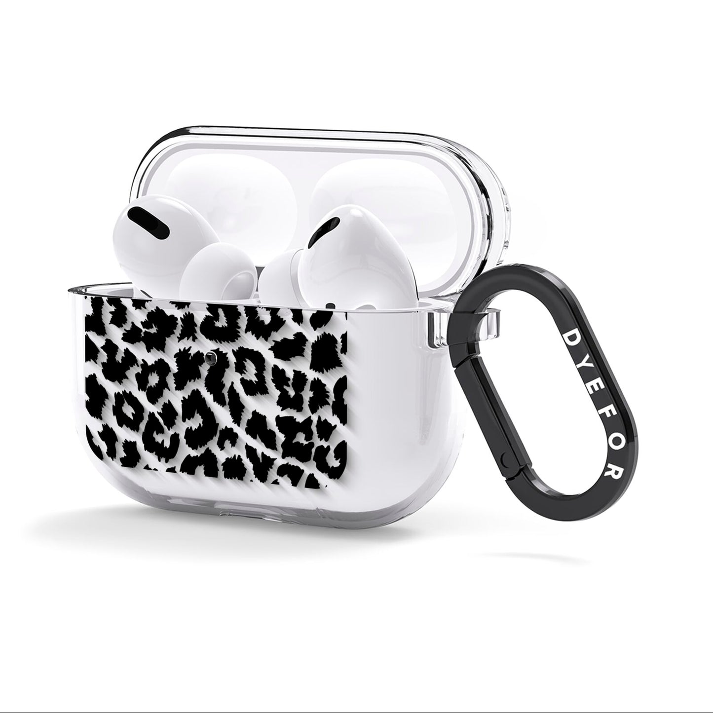 Black White Leopard Print AirPods Clear Case 3rd Gen Side Image
