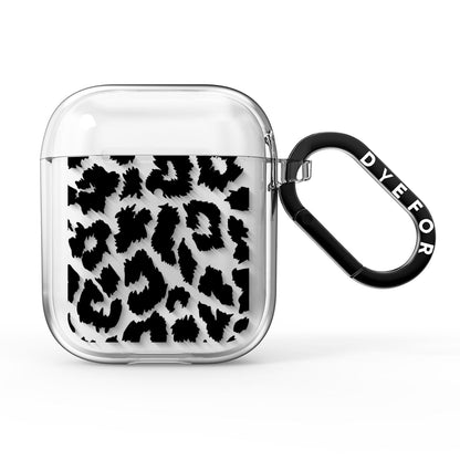 Black White Leopard Print AirPods Clear Case