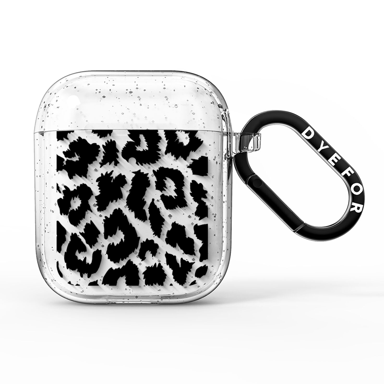 Black White Leopard Print AirPods Glitter Case