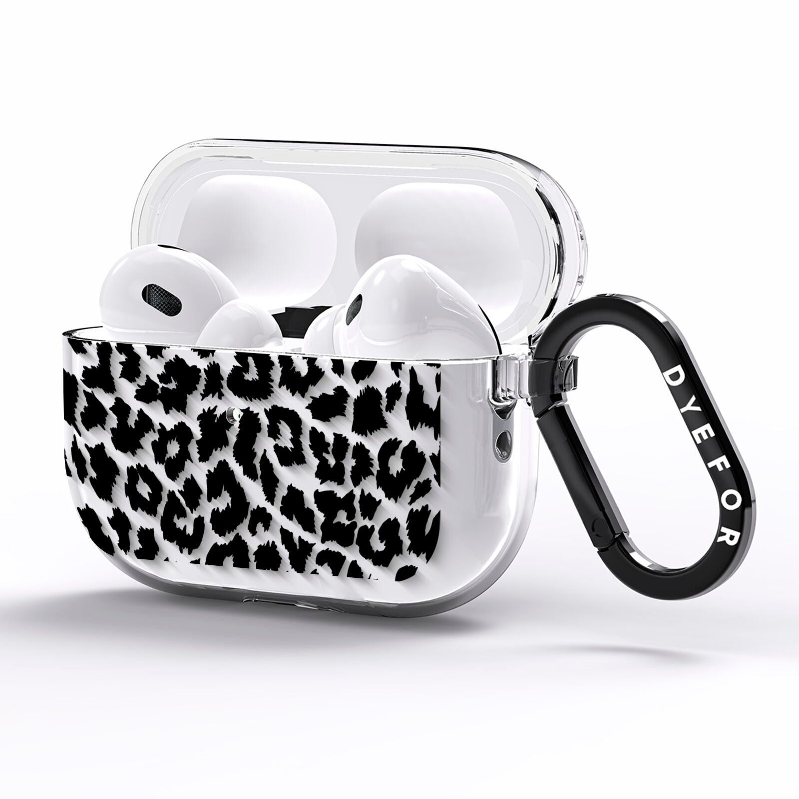 Black White Leopard Print AirPods Pro Clear Case Side Image