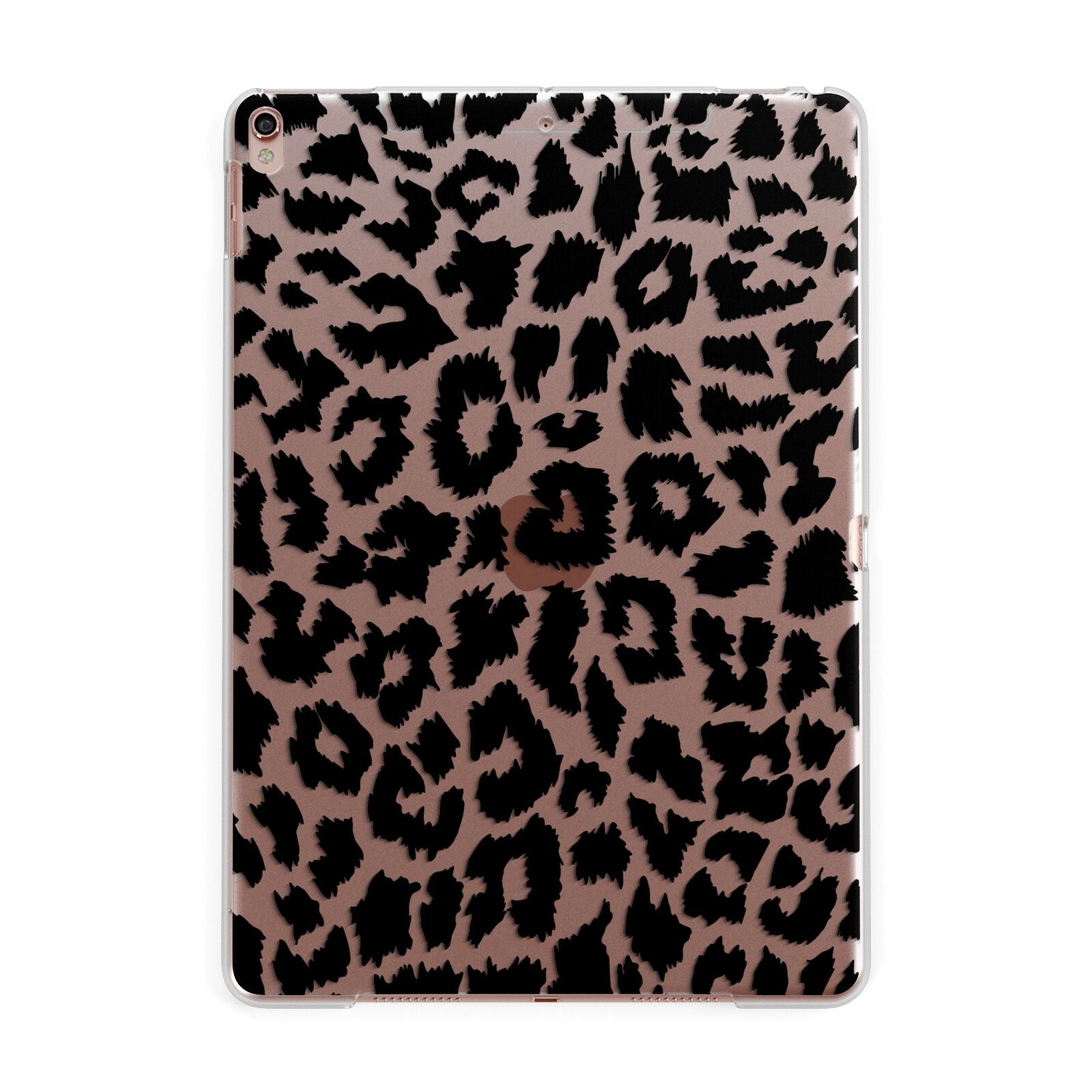 Black White Leopard Print Apple iPad Rose Gold Case