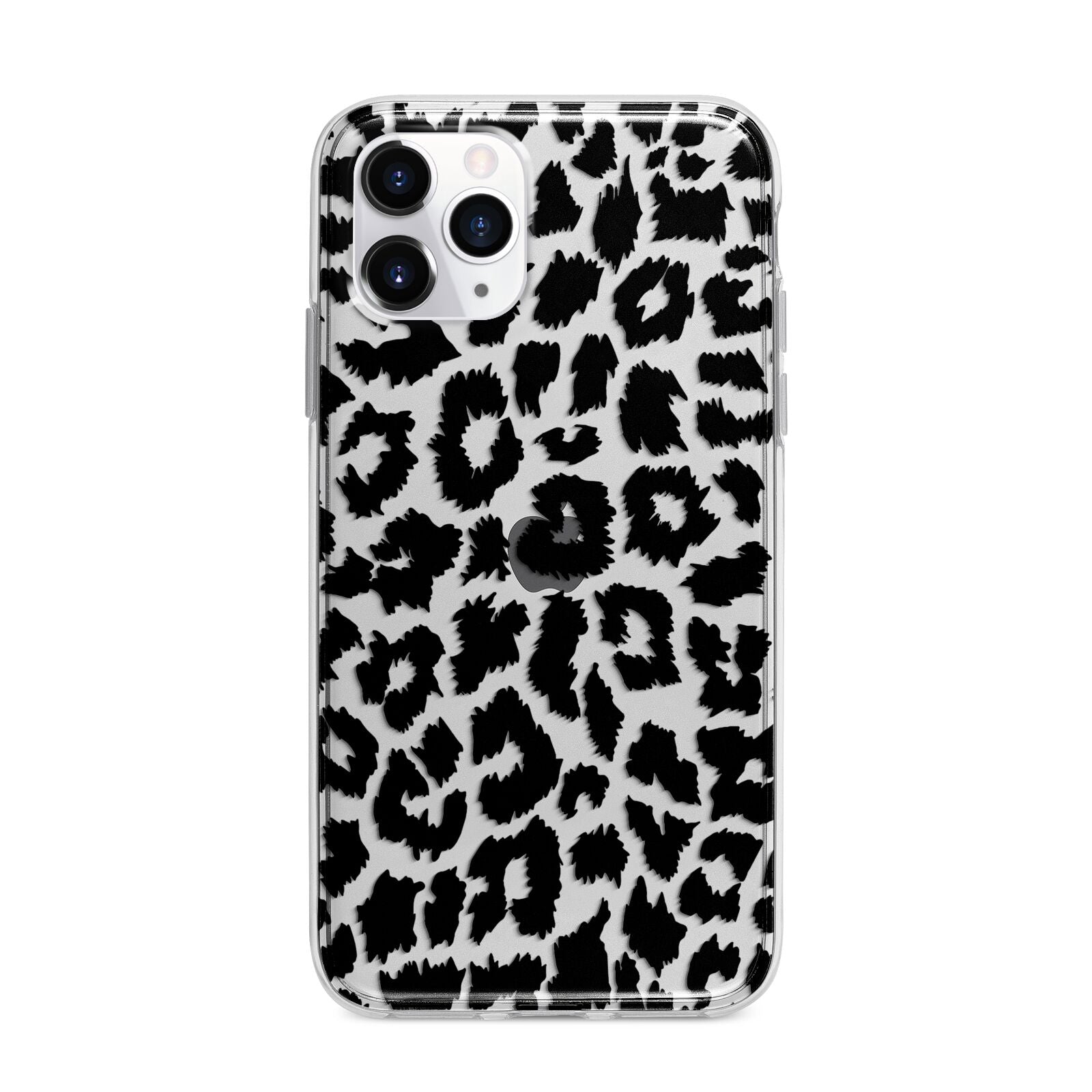 Black White Leopard Print Apple iPhone 11 Pro Max in Silver with Bumper Case