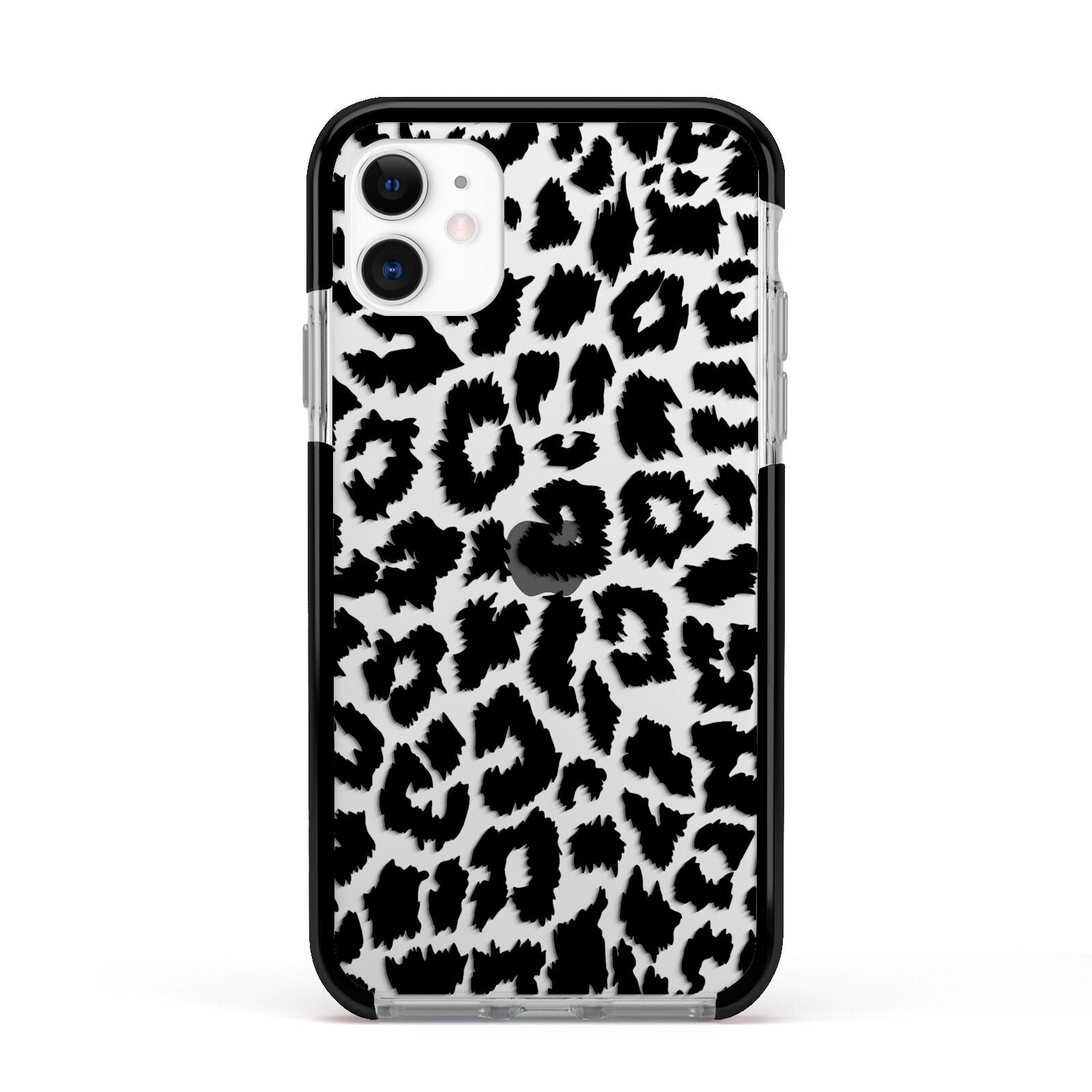 Black White Leopard Print Apple iPhone 11 in White with Black Impact Case