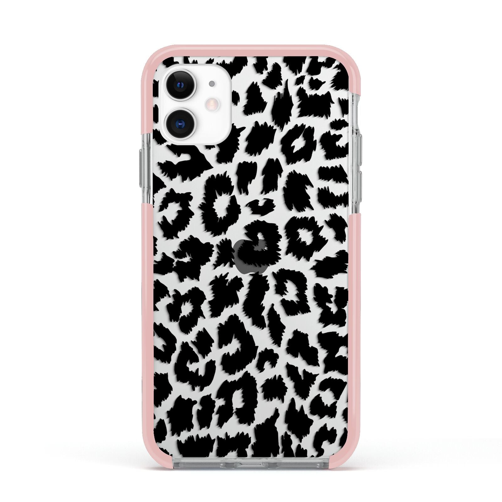 Black White Leopard Print Apple iPhone 11 in White with Pink Impact Case