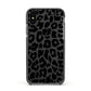 Black White Leopard Print Apple iPhone Xs Impact Case Black Edge on Black Phone