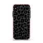 Black White Leopard Print Apple iPhone Xs Impact Case Pink Edge on Black Phone
