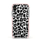 Black White Leopard Print Apple iPhone Xs Impact Case Pink Edge on Silver Phone