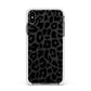 Black White Leopard Print Apple iPhone Xs Max Impact Case White Edge on Black Phone