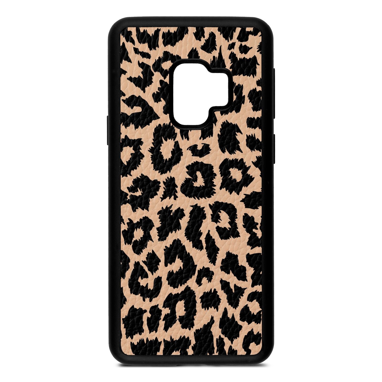 Black White Leopard Print Nude Pebble Leather Samsung S9 Case