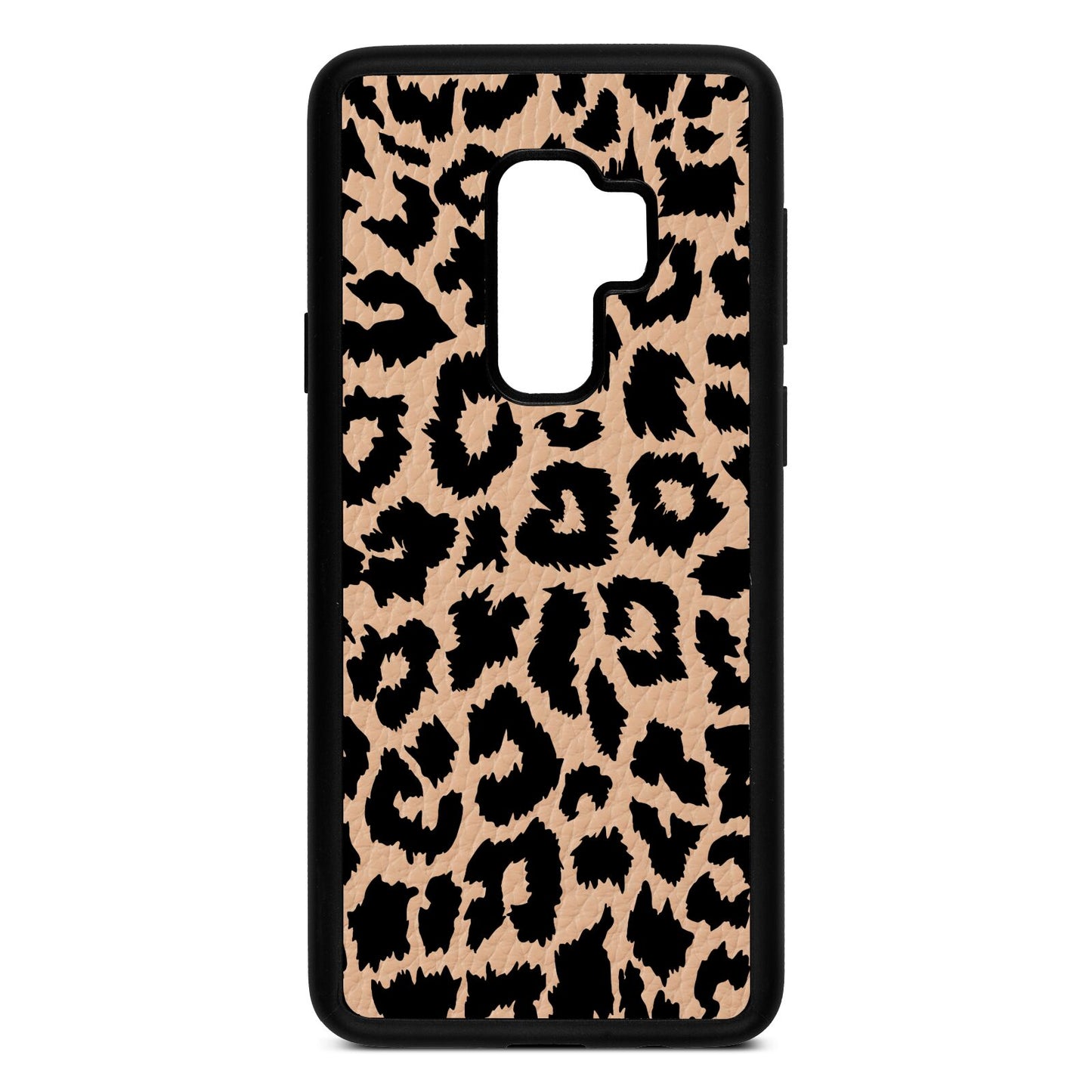 Black White Leopard Print Nude Pebble Leather Samsung S9 Plus Case