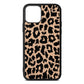 Black White Leopard Print Nude Pebble Leather iPhone 11 Case