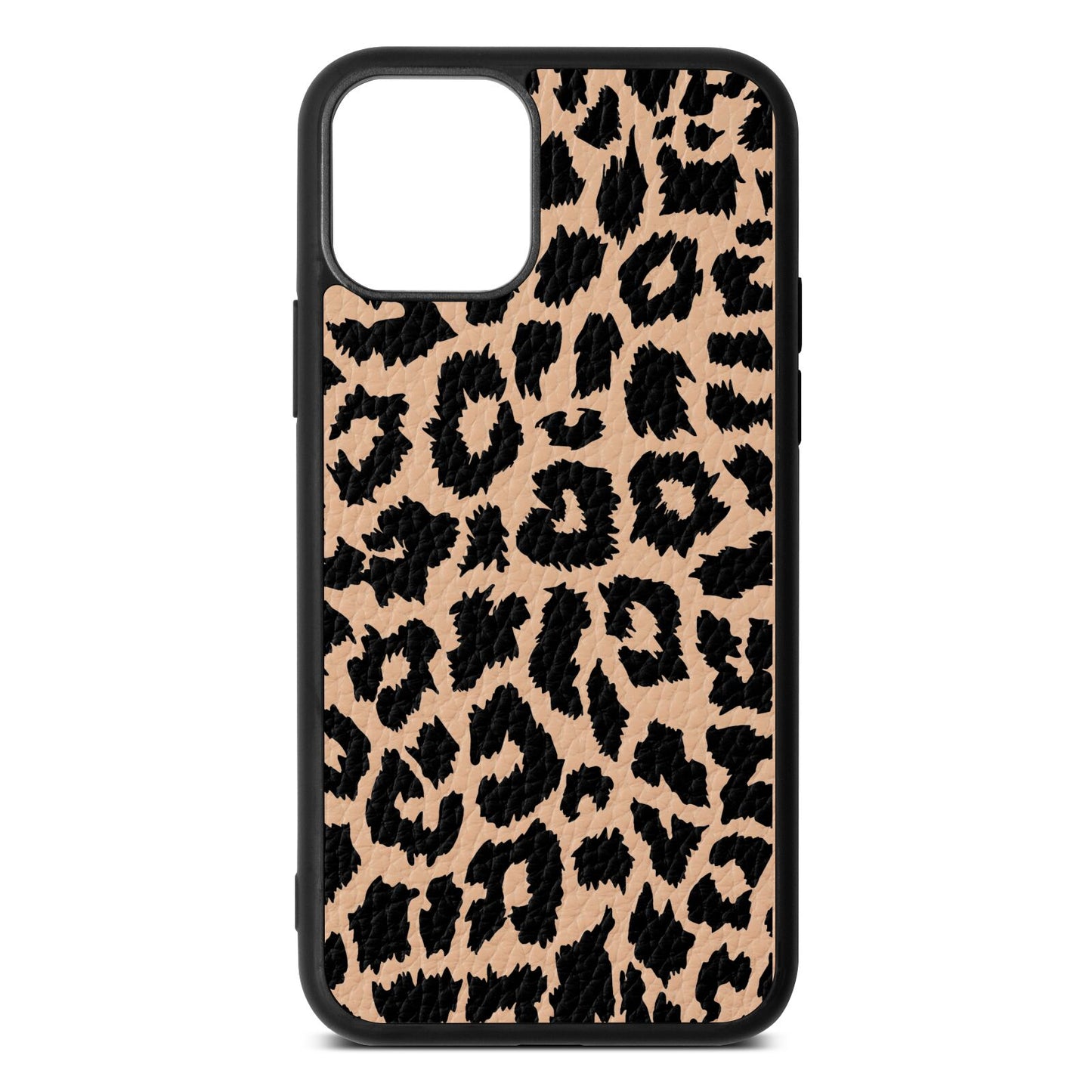 Black White Leopard Print Nude Pebble Leather iPhone 11 Pro Case