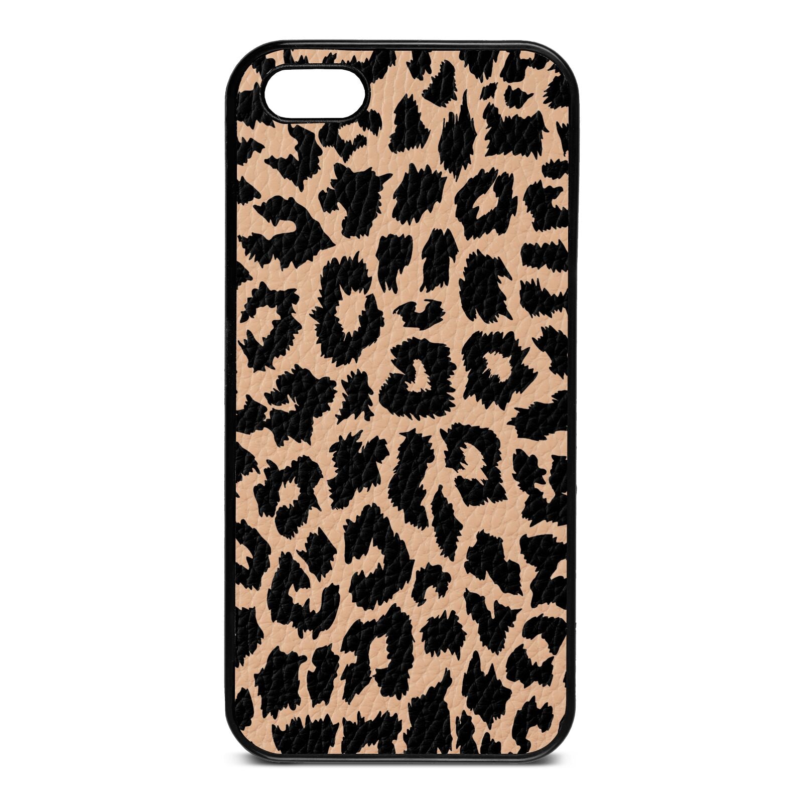 Black White Leopard Print Nude Pebble Leather iPhone 5 Case