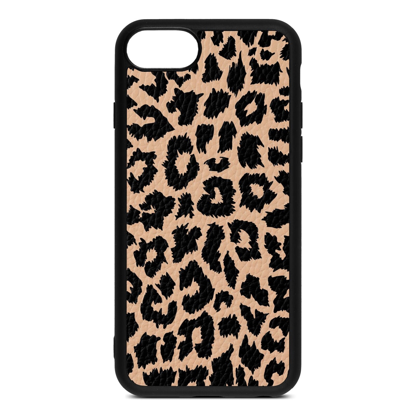 Black White Leopard Print Nude Pebble Leather iPhone 8 Case