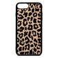 Black White Leopard Print Nude Pebble Leather iPhone 8 Plus Case