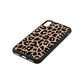 Black White Leopard Print Nude Pebble Leather iPhone Xs Case Side Angle