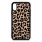 Black White Leopard Print Nude Pebble Leather iPhone Xs Case