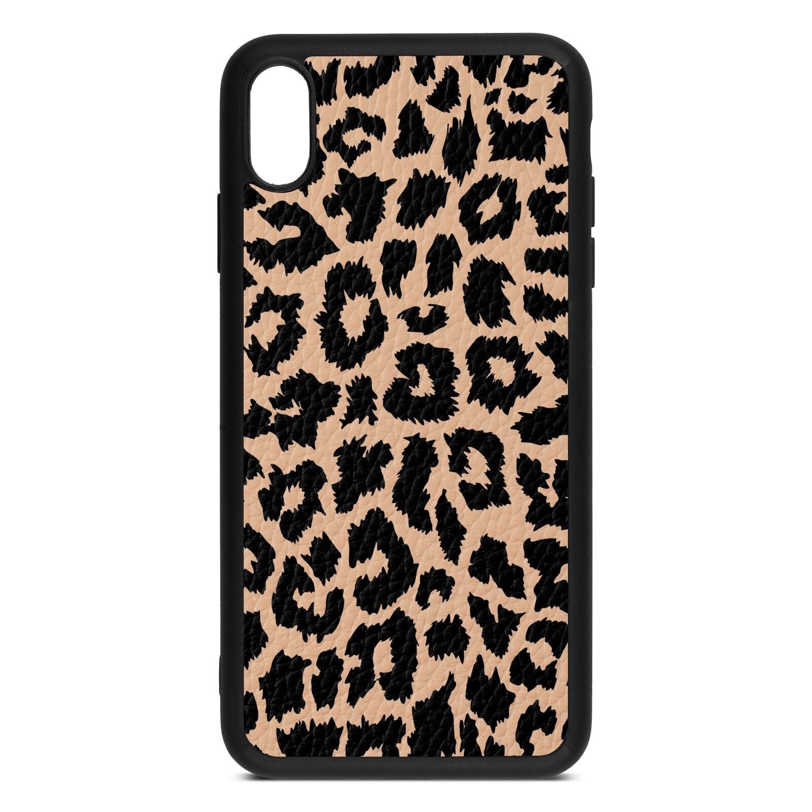 Black White Leopard Print Nude Pebble Leather iPhone Xs Max Case