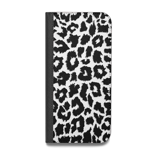 Black White Leopard Print Vegan Leather Flip Samsung Case
