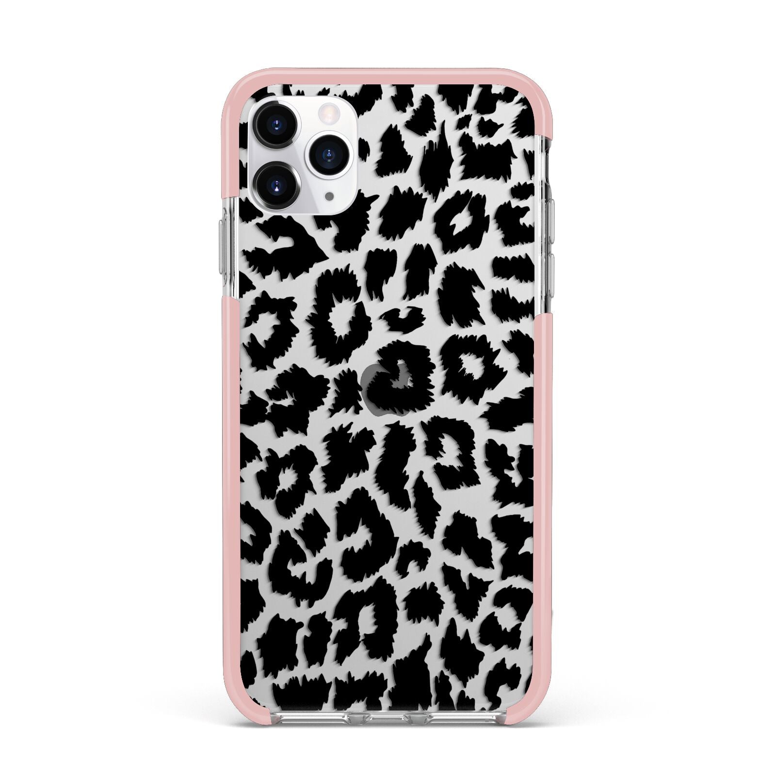 Black White Leopard Print iPhone 11 Pro Max Impact Pink Edge Case