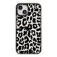 Black White Leopard Print iPhone 13 Black Impact Case on Silver phone