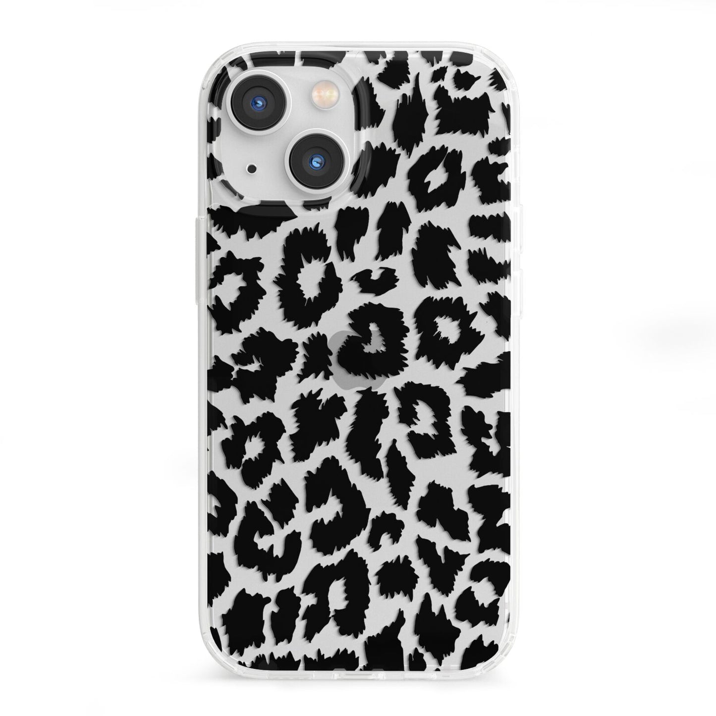 Black White Leopard Print iPhone 13 Mini Clear Bumper Case