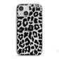 Black White Leopard Print iPhone 13 Mini TPU Impact Case with White Edges