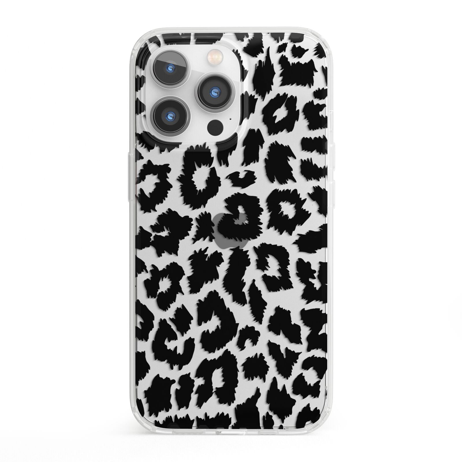 Black White Leopard Print iPhone 13 Pro Clear Bumper Case