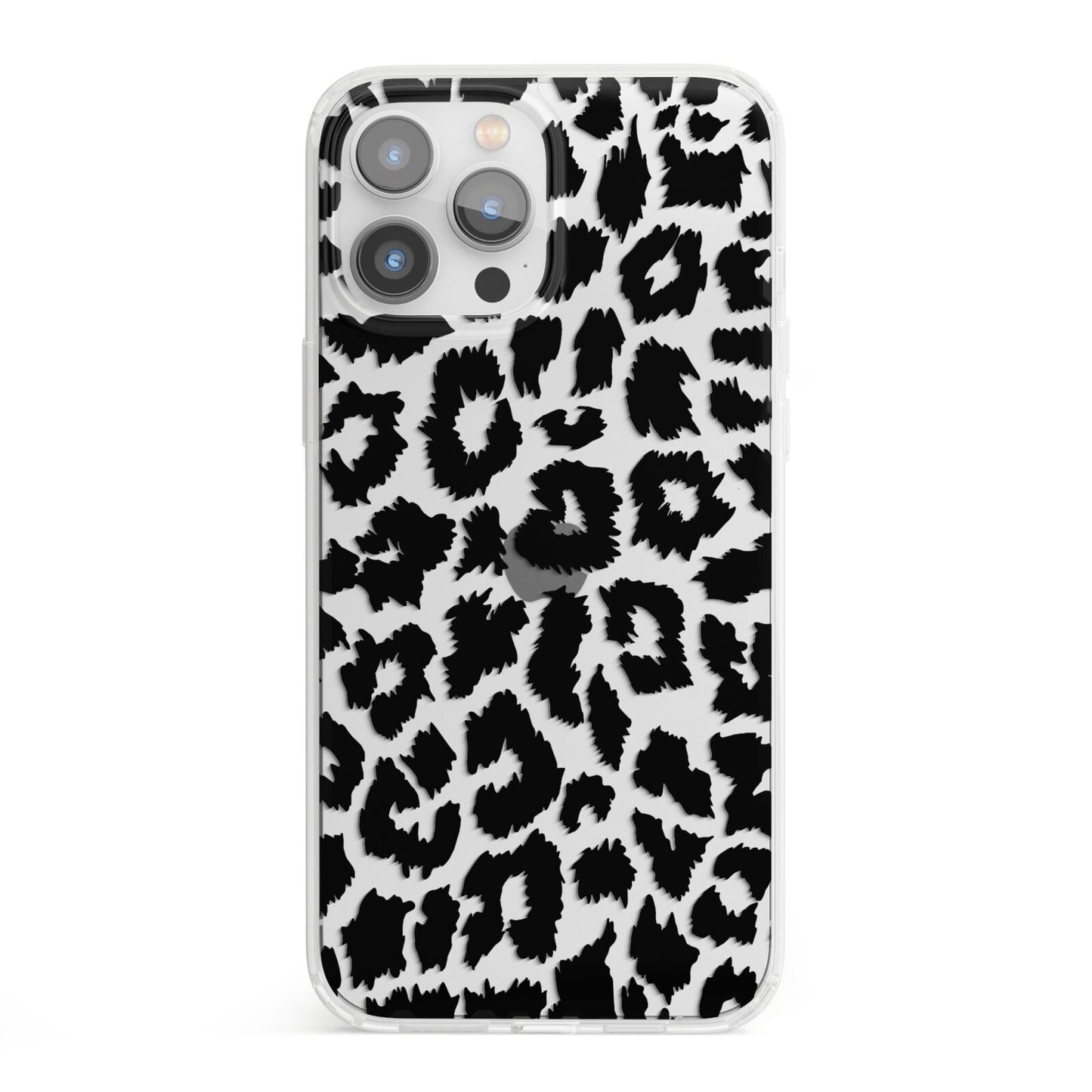 Black White Leopard Print iPhone 13 Pro Max Clear Bumper Case