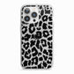 Black White Leopard Print iPhone 13 Pro TPU Impact Case with White Edges