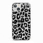 Black White Leopard Print iPhone 13 TPU Impact Case with White Edges