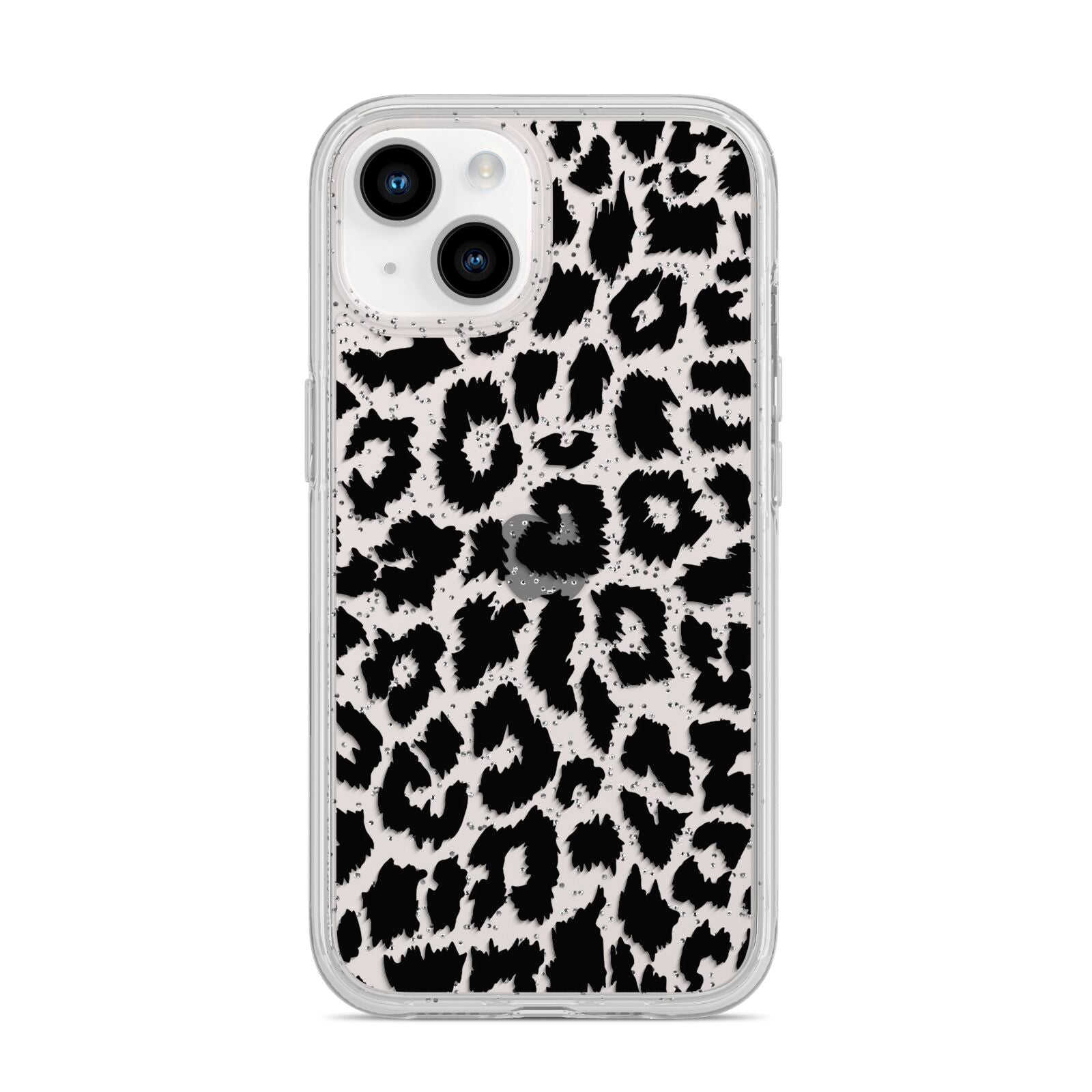 Black White Leopard Print iPhone 14 Glitter Tough Case Starlight