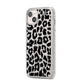 Black White Leopard Print iPhone 14 Plus Glitter Tough Case Starlight Angled Image