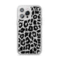 Black White Leopard Print iPhone 14 Pro Max Clear Tough Case Silver