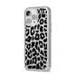 Black White Leopard Print iPhone 14 Pro Max Glitter Tough Case Silver Angled Image