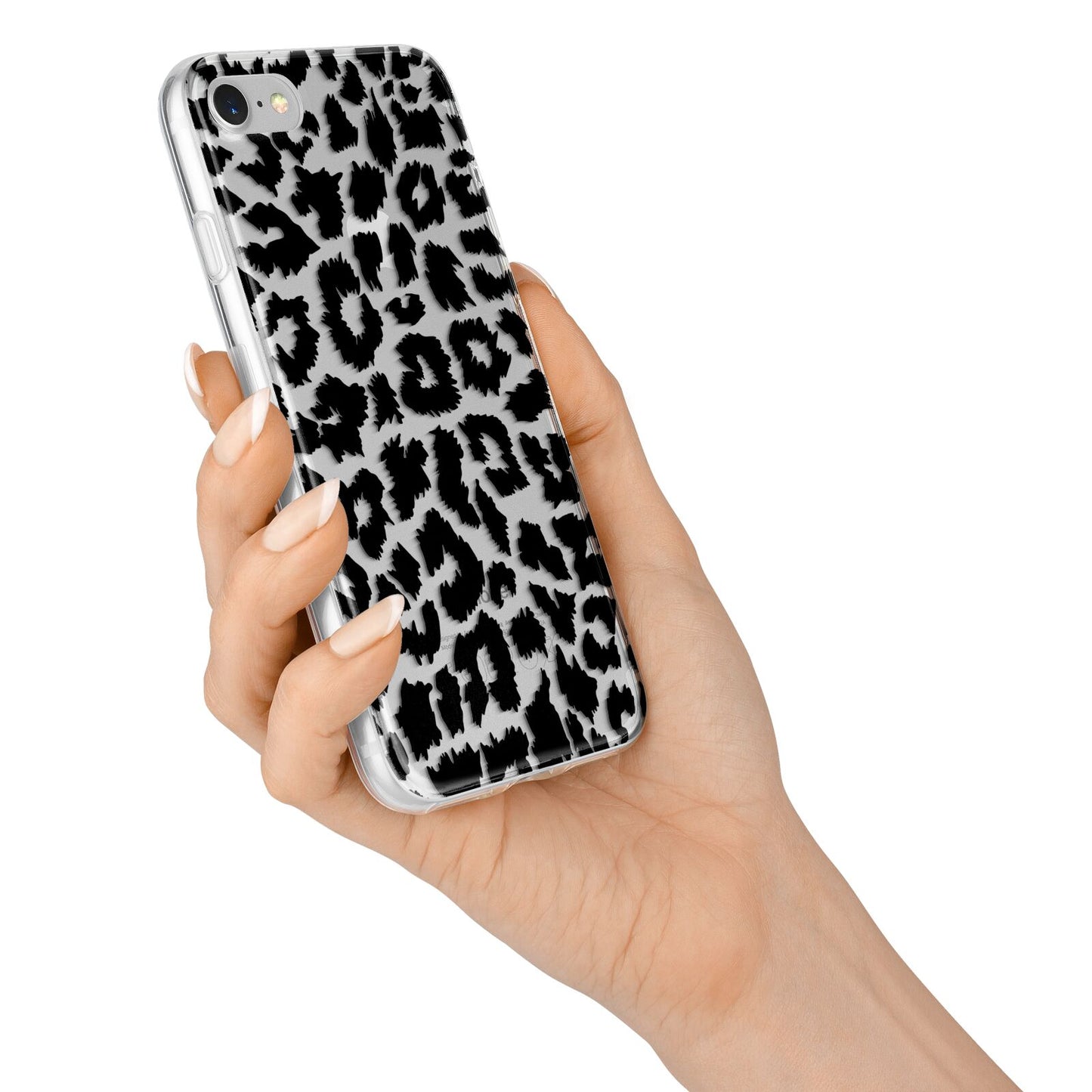 Black White Leopard Print iPhone 7 Bumper Case on Silver iPhone Alternative Image