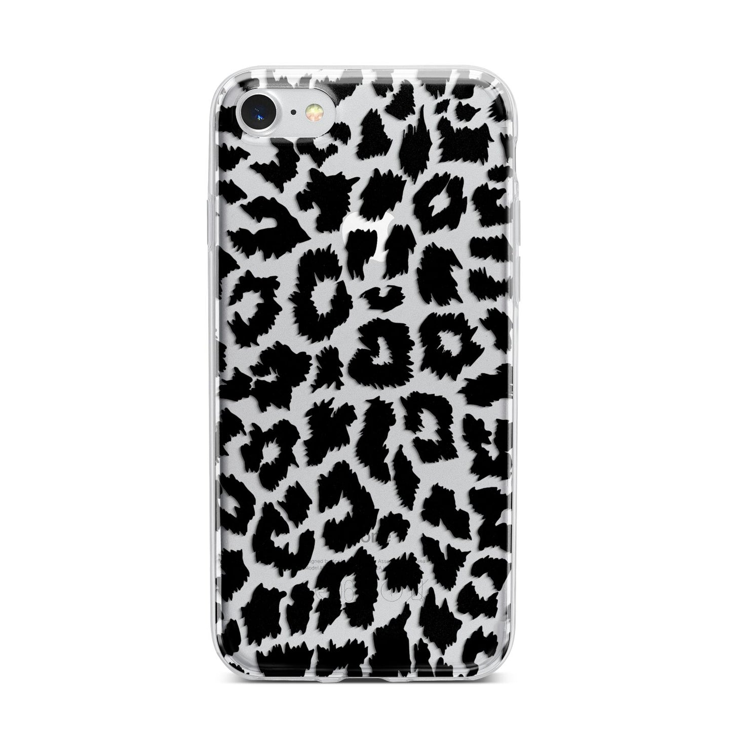 Black White Leopard Print iPhone 7 Bumper Case on Silver iPhone