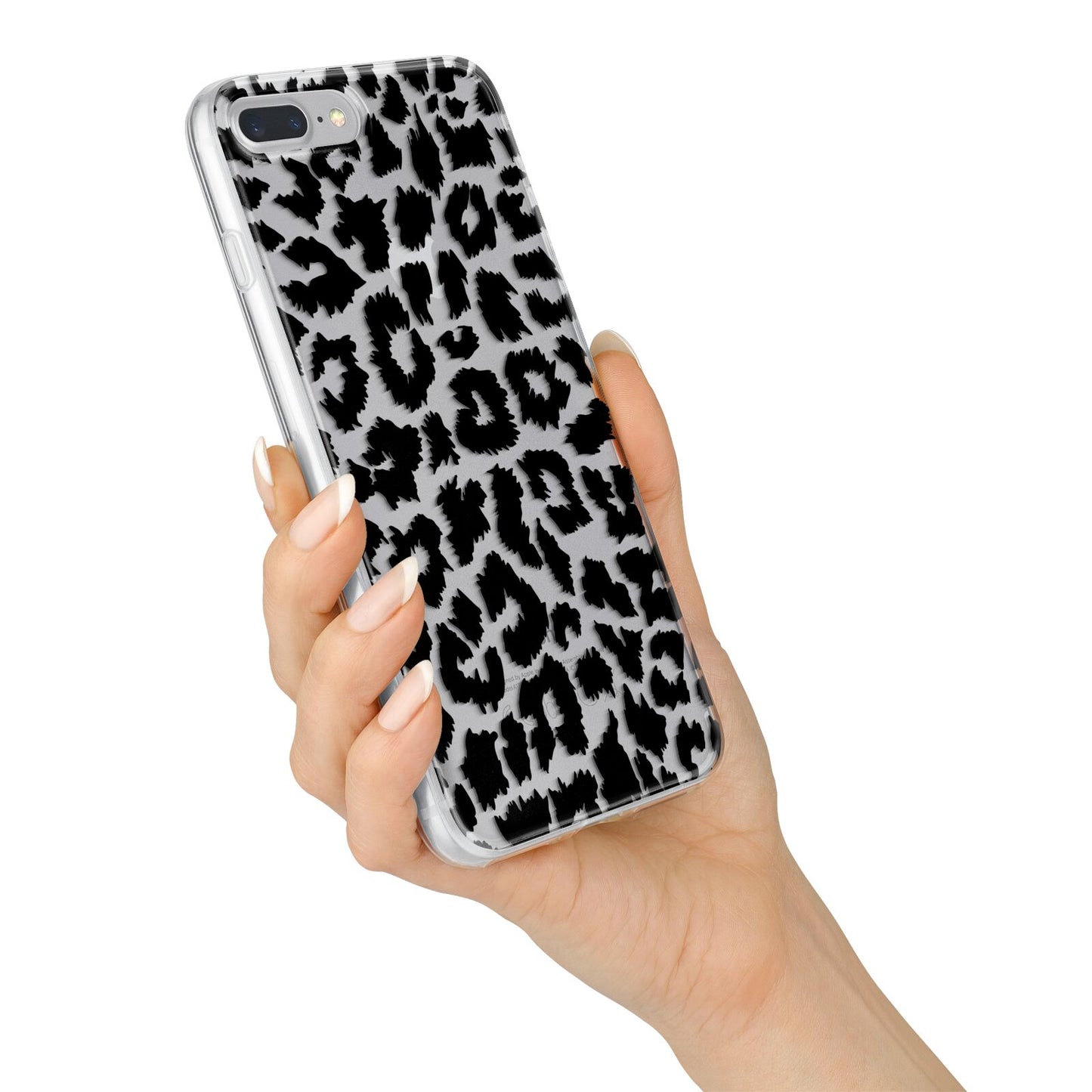 Black White Leopard Print iPhone 7 Plus Bumper Case on Silver iPhone Alternative Image