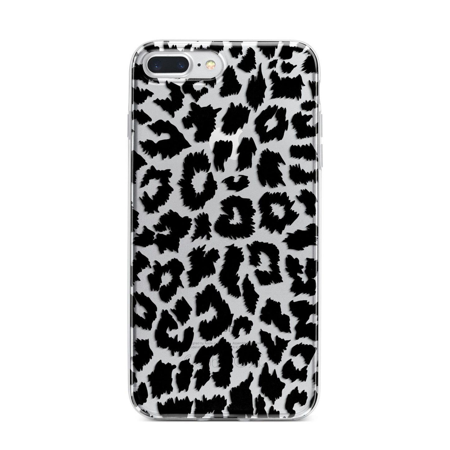 Black White Leopard Print iPhone 7 Plus Bumper Case on Silver iPhone