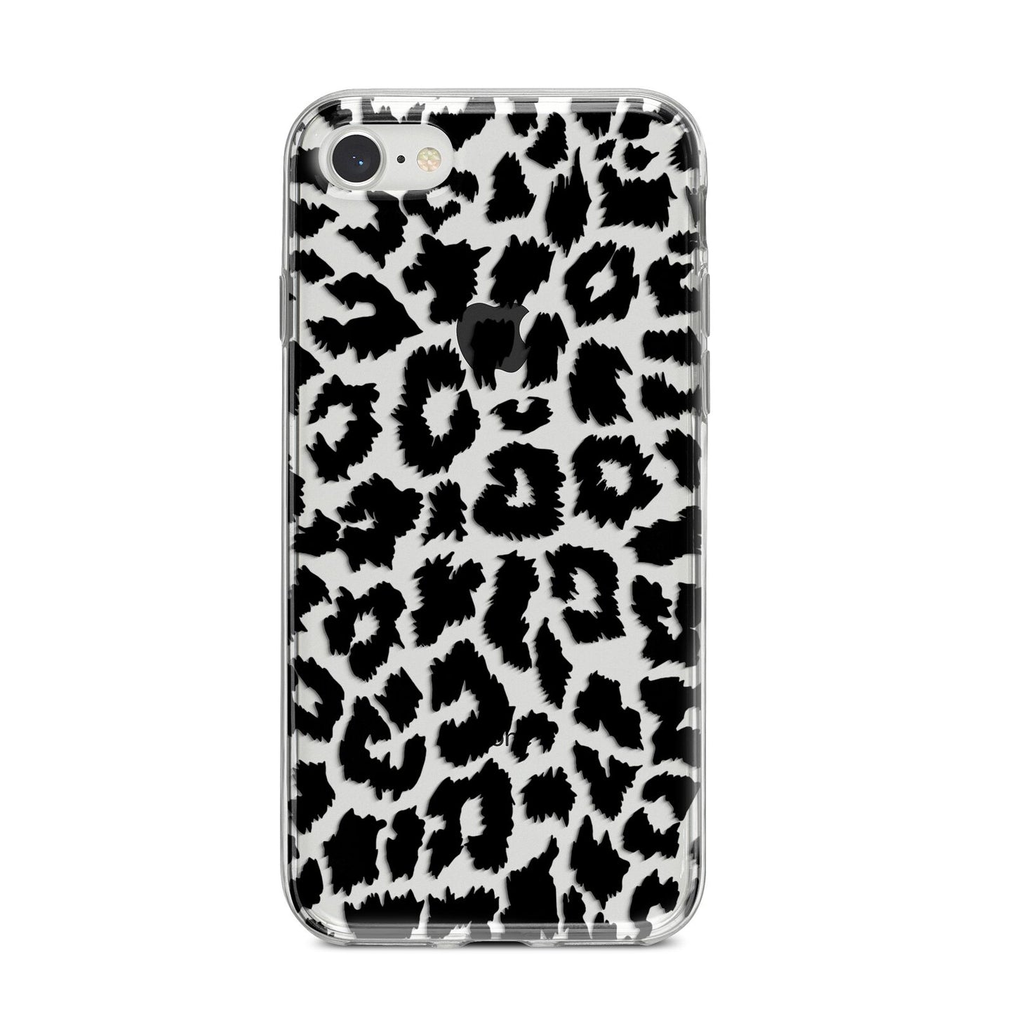 Black White Leopard Print iPhone 8 Bumper Case on Silver iPhone