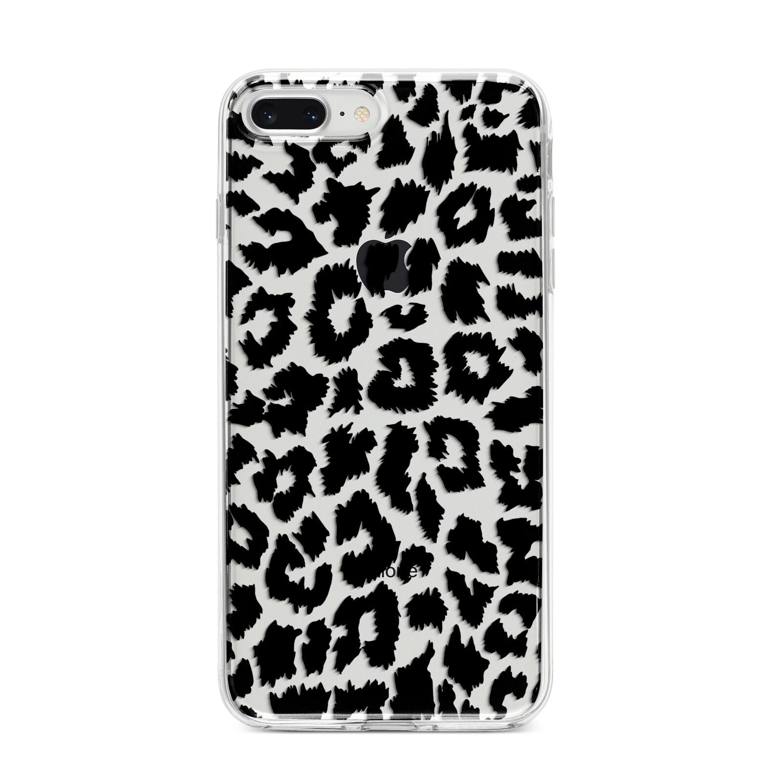 Black White Leopard Print iPhone 8 Plus Bumper Case on Silver iPhone