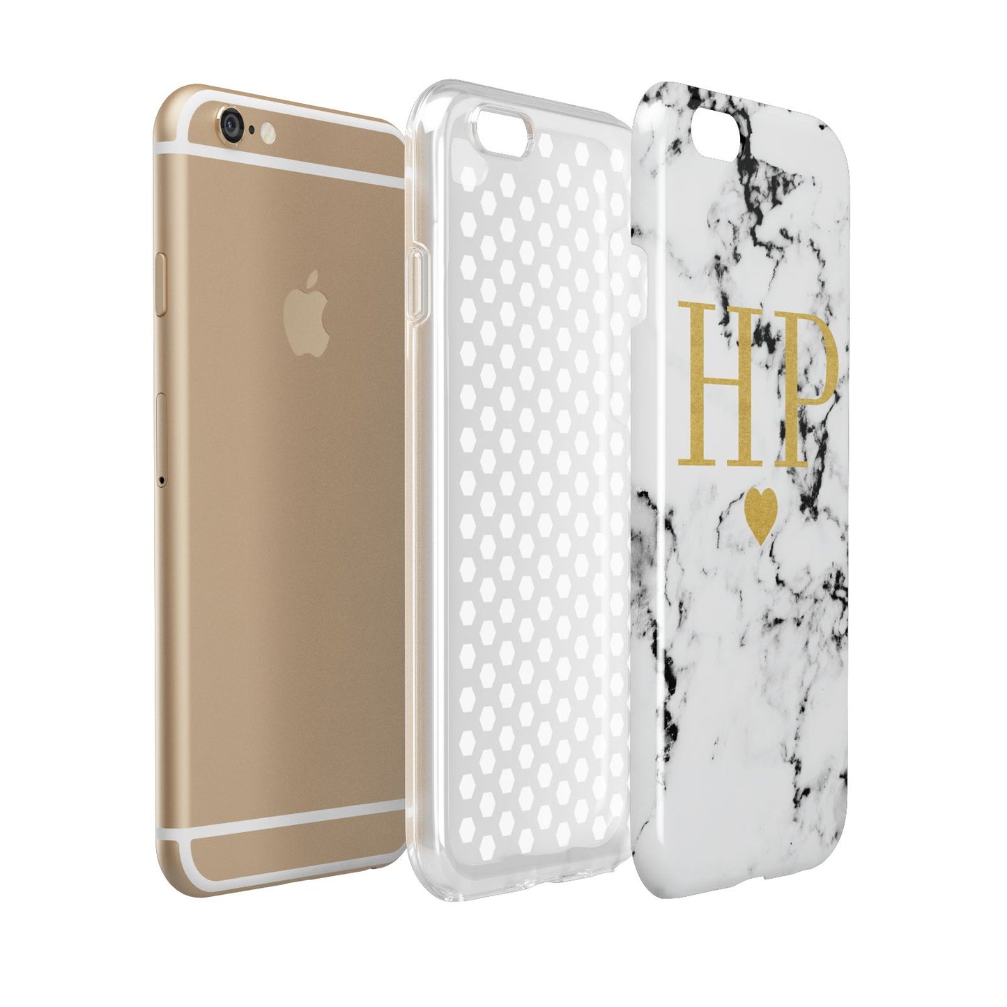 Black White Marble Gold Monogram Apple iPhone 6 3D Tough Case Expanded view