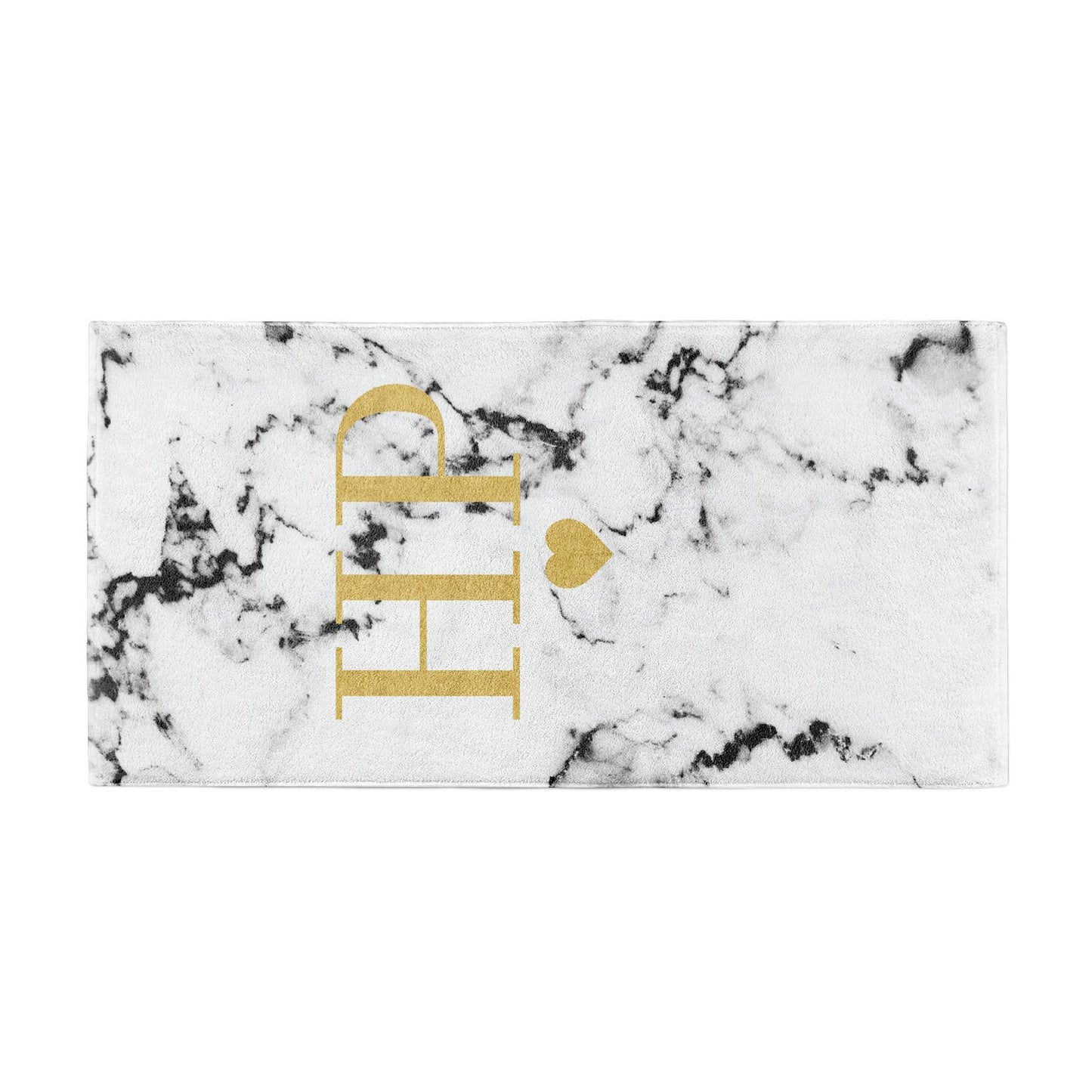 Black White Marble Gold Monogram Beach Towel Alternative Image