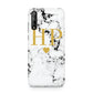 Black White Marble Gold Monogram Huawei Enjoy 10s Phone Case
