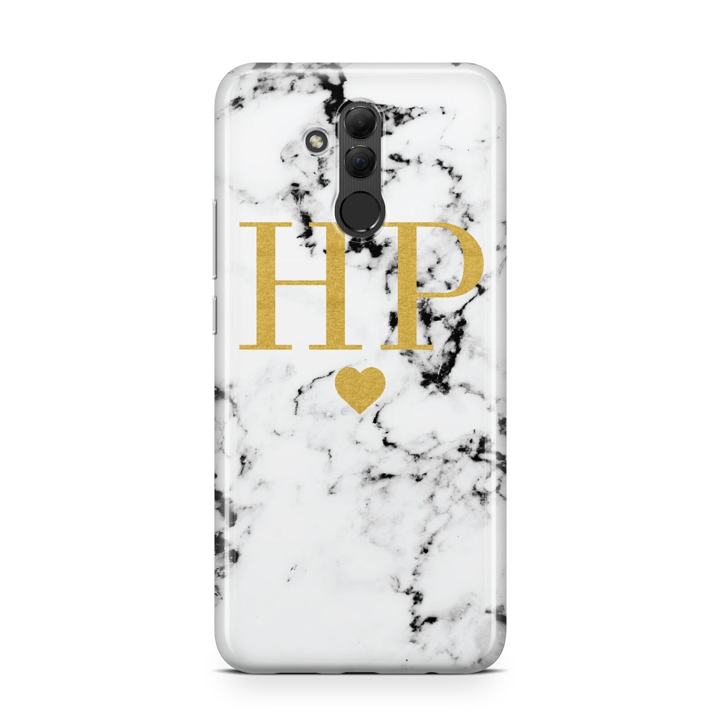 Black White Marble Gold Monogram Huawei Mate 20 Lite