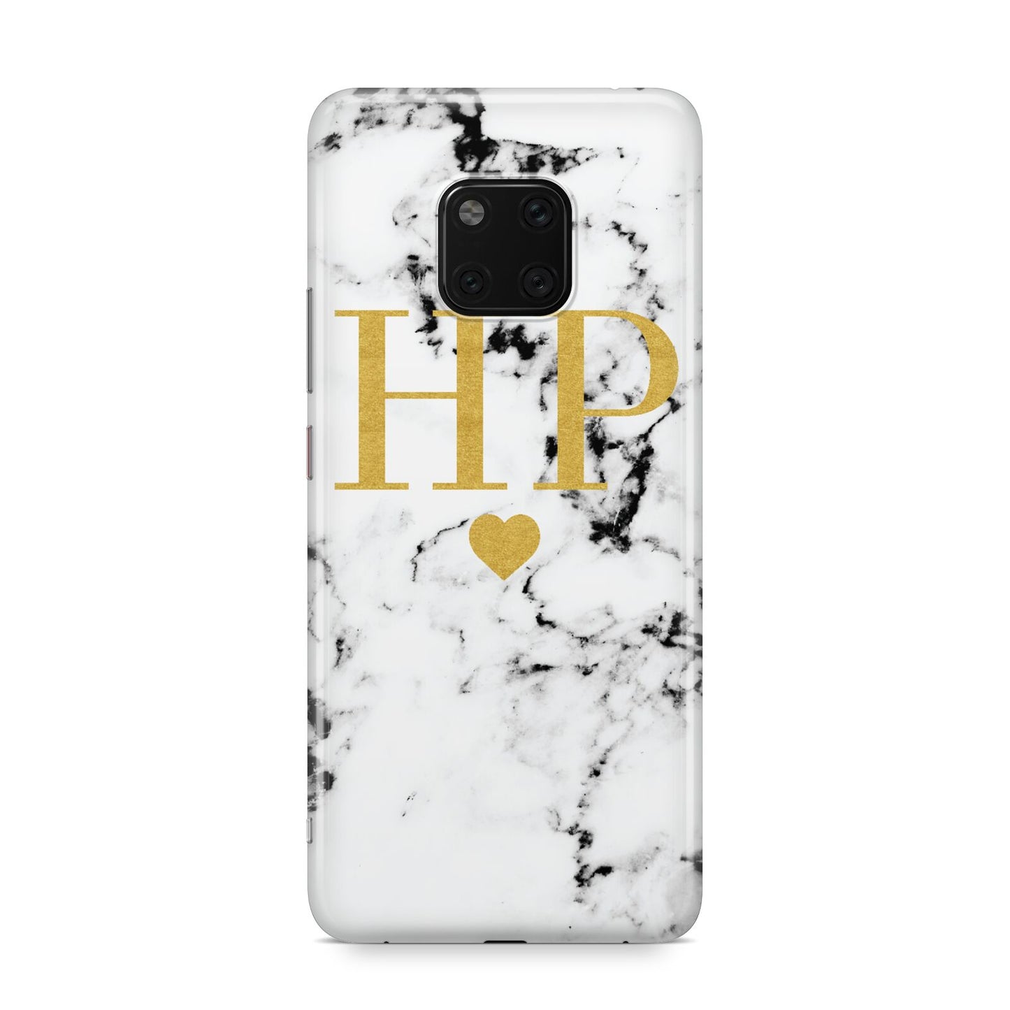 Black White Marble Gold Monogram Huawei Mate 20 Pro Phone Case