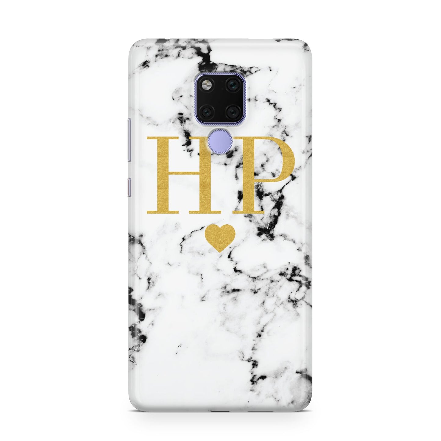 Black White Marble Gold Monogram Huawei Mate 20X Phone Case
